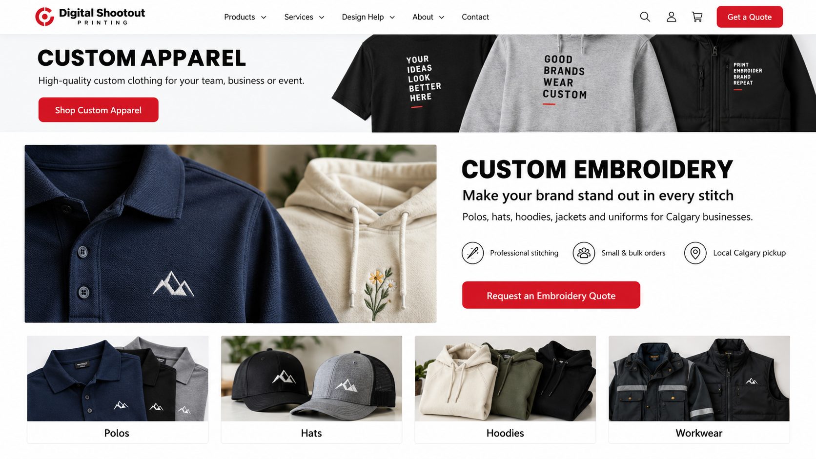 Embroidered navy polo and cream hoodie